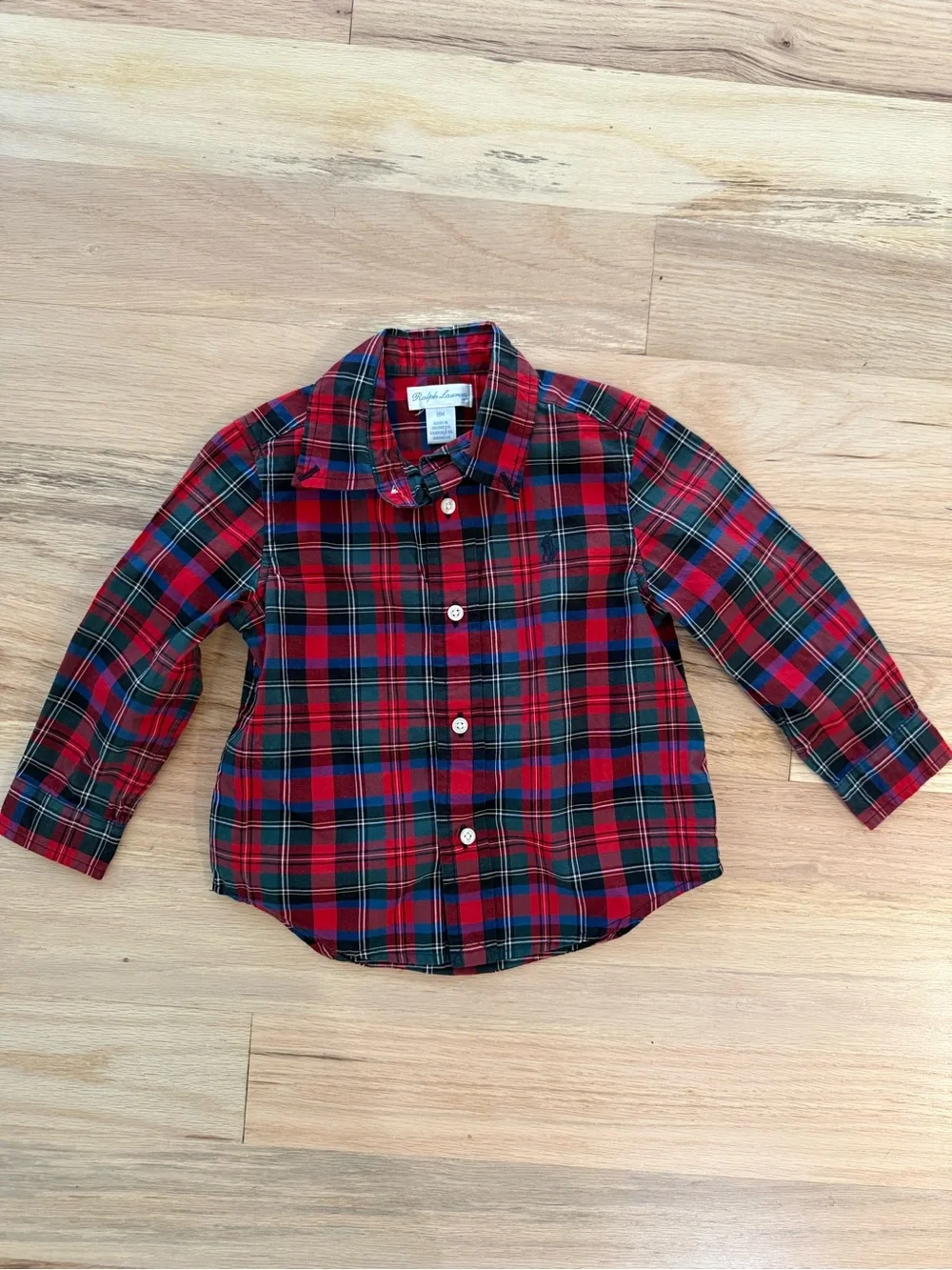 Ralph Lauren Red Plaid Cotton Button-Down Shirt - Kids